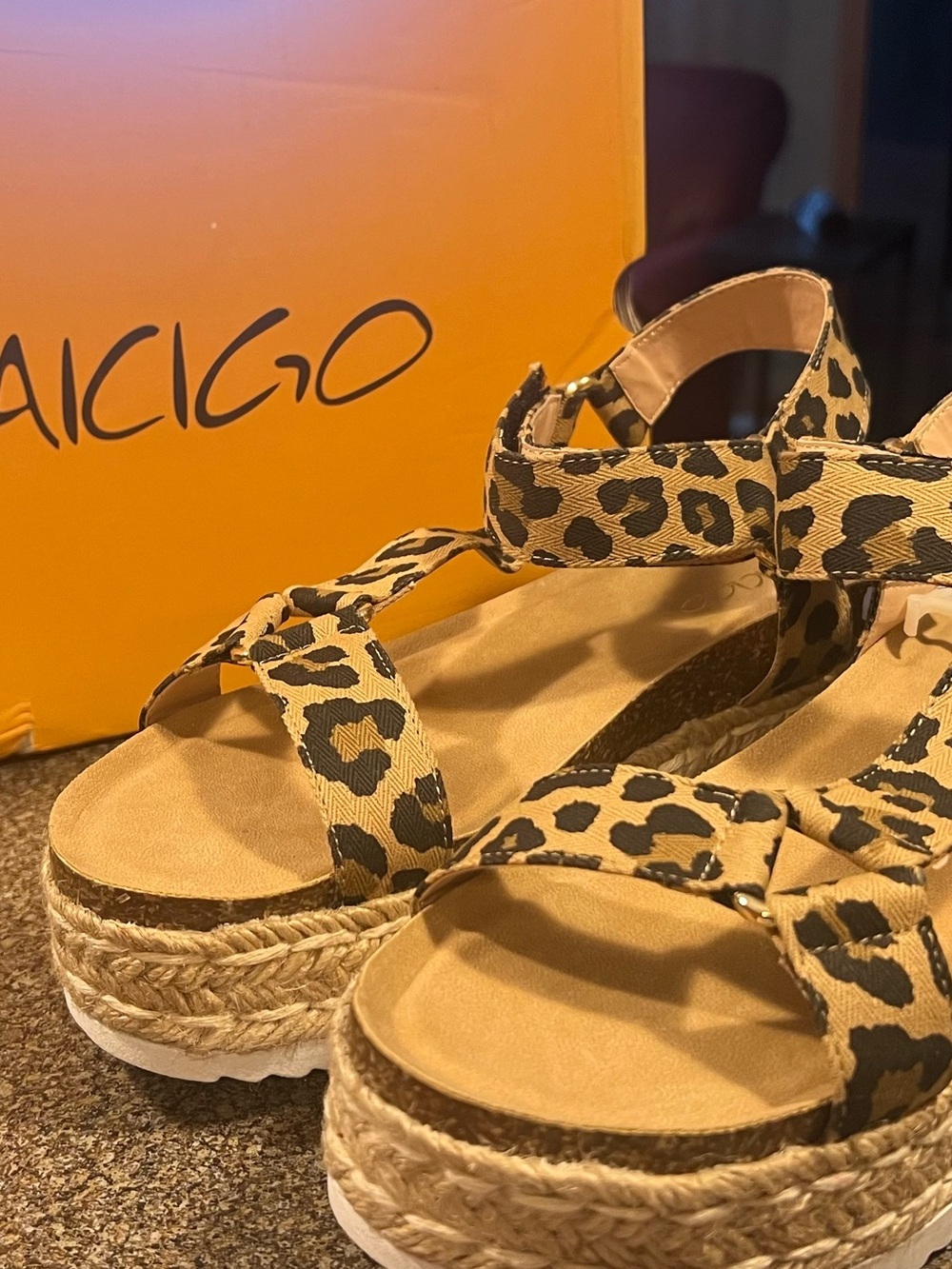 Leopard Print Platform Espadrille Sandals